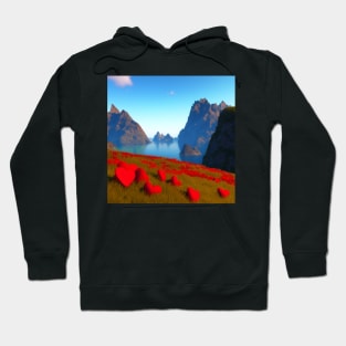 Valentine Wall Art - Hearts on the hill - Unique Valentine Fantasy Planet Landsape - Photo print, canvas, artboard print, Canvas Print and T shirt Hoodie